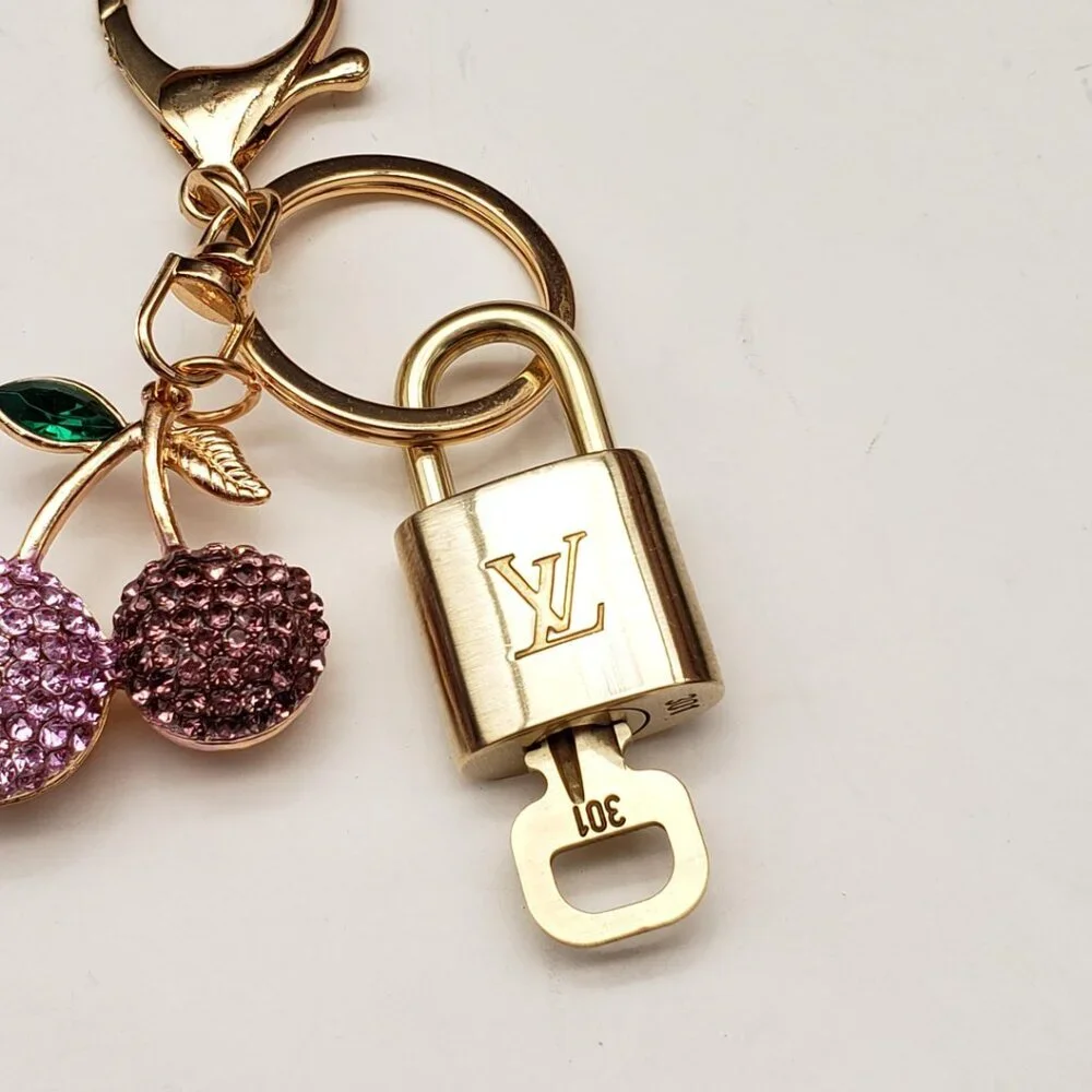 Louis Vuitton Authentic Gold Padlock 🔑 Key + Stylish Bag Unbranded Cherry Charm